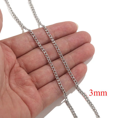 2meters Lips Beads Chain Stainless Steel Cable Chains For Jewelry Making DIY Necklace Bracelet Accessories Gold Chain Findings