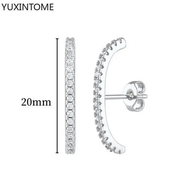 925 Sterling Silver Ear Needle Fashion Hoop Earrings White Crystal Luxury Women's Silver Earrings Wedding Women's Jewelry Gift