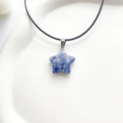 Trend Natural Stone Hexagon Crystal Rose Quartz Opal Star Pendant Necklace for Women Fluorite Lapis Bullet Pendulum Jewelry Gift