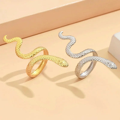 Stainless Steel Snake Rings For Women Men Gold Color Wide Long Ring Female Male Wedding Party Finger Jewelry Gift 2024 Trend