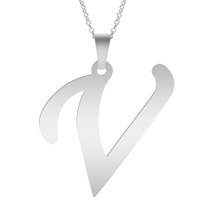 Fashion Letters A-Z Necklace for Women Men Stainless Steel High Quality English Alphabe Necklace A B C D E FGHIJKLMNOPQRSTUVWXYZ