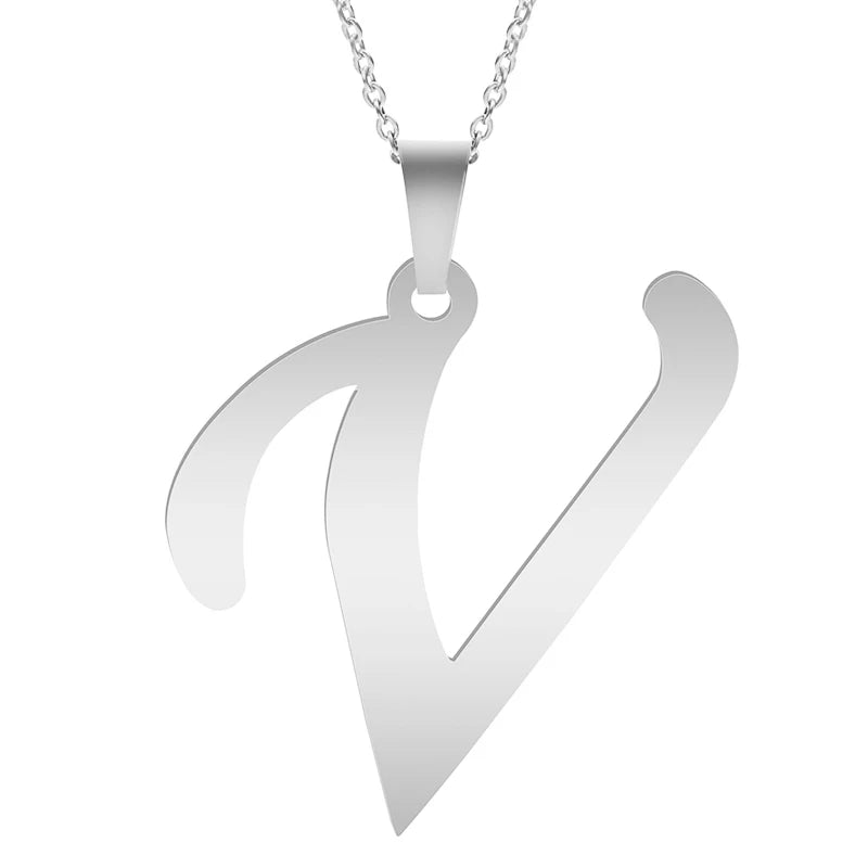 Fashion Letters A-Z Necklace for Women Men Stainless Steel High Quality English Alphabe Necklace A B C D E FGHIJKLMNOPQRSTUVWXYZ