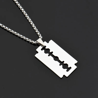 Stainless Steel Razor Blades Pendant Necklaces Men Jewelry Steel Male Shaver Shape Necklace