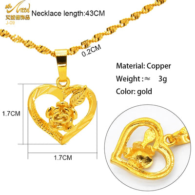 ANIID Dubai Golden Necklace Nigerian Bridal Wedding Fashion Hollow Flower Chain Pendant Indian Arab Kids Jewellery For Girls