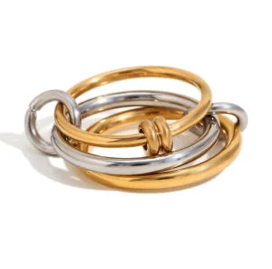 E.B.belle Multiple Layers Strand Loop Indext Finger Rings for Women Lead&nickle Free Stainless Steel Gold Plated Ring