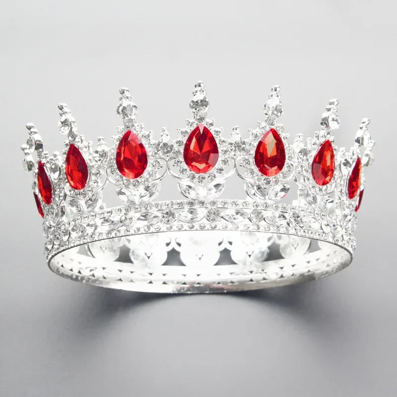 Baroque Round Wedding Crown Bridal Pageant Rhinestone Crystal Tiaras Crown Molding Headpieces For Queens and King