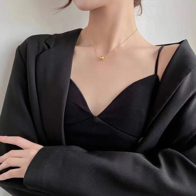 Classic Simple Ball Pendant Titanium Steel Short Necklace For Woman Korean Fashion Jewelry Girl's Accessories Clavicle Chain