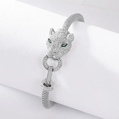 ALLNOEL 100% 925 Silver Bracelet For Women Snake Hollow Leopard Head Panther New Year Gifts Hip Hop Animal Jewelry Wholesale