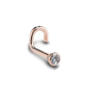 1Pc 20G 1.5/2/2.5/3mm Zircon Gem Bone Nose Stud Piercing Earring Anodized Rose Gold Color Nose Ring Prong CZ Nose Jewelry