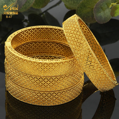 Dubai Gold Color Bangles For Women Indian Jewelry Bangle Wedding Egyptian African Jewellery Wholesale Designer Bracelets