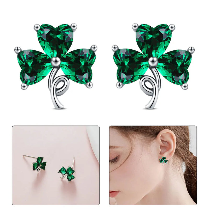 Hot sale 925 Silver Clover Necklace Women Suitable for everyday wear Original Jewelry Green Earrings Elegance Party Holiday Gift