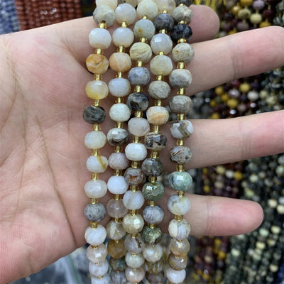 Natural AA Tree Agate 6x8mm Faceted Rondelle Beads Wholesale Gemstones for Jewelry Making DIY Bracelet Necklace 15"