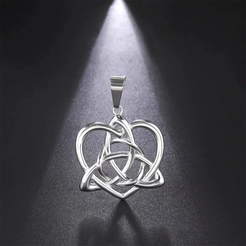 EUEAVAN 1pc Celtic Knot Triquetra Trinity Love Heart Pendant Irish Witch Knot Amulet Charms for Necklace Jewelry Making Supplies