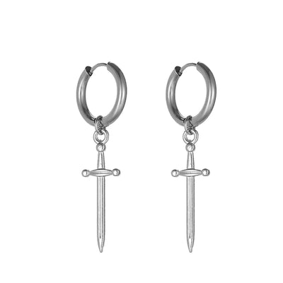 1 Pairs Fashion Punk Gothic Stainless Steel Drop Earrings Studs for Women Men Gothic Street Pop Hip Hop Rock Ear Jewelry Gift