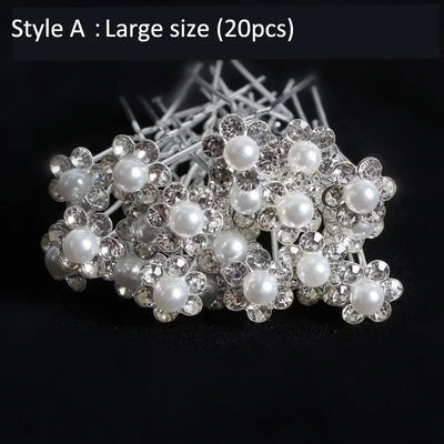 Elegant Pearl Crystal Hairpin Wedding Bridal U-shaped Metal Hair Comb Forks for Women Hairstyle Clips Jewelry Accessories 20pcs