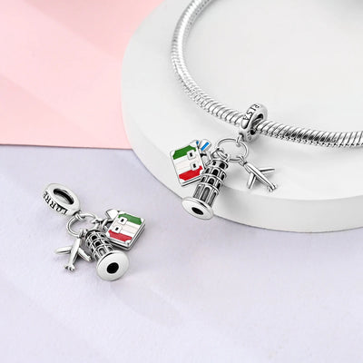 925 Sterling Silver Earth Airplane Globe Love Travel Dangle Charm Fine Beads Fit Original Charm Bracelet Necklace Jewelry Women