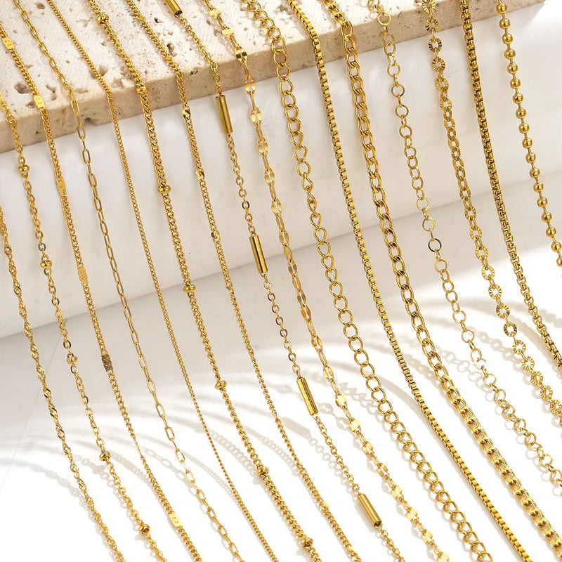 2meters Lips Beads Chain Stainless Steel Cable Chains For Jewelry Making DIY Necklace Bracelet Accessories Gold Chain Findings