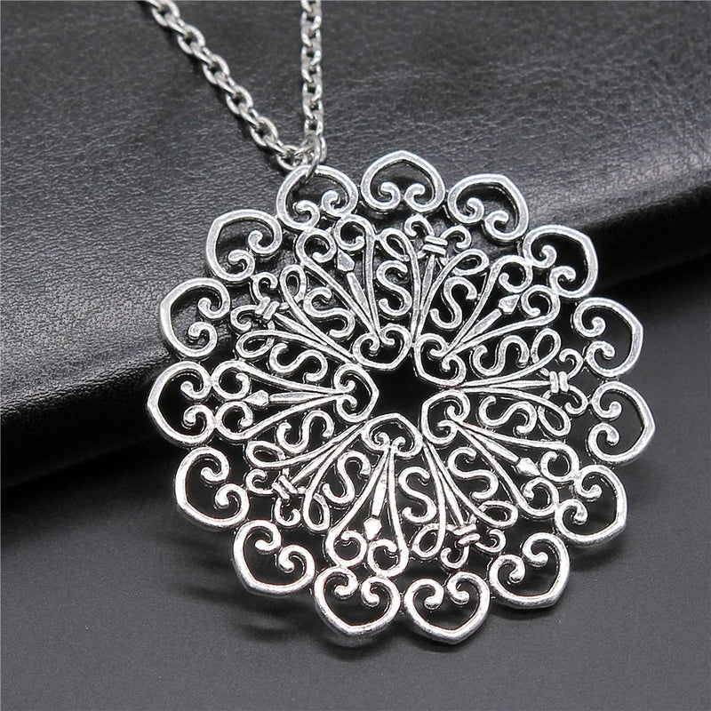 Bohemia Creative Party Jewelry Accessories Gift Mandala Pattern Pendant Necklace For Women Long Chain Necklace