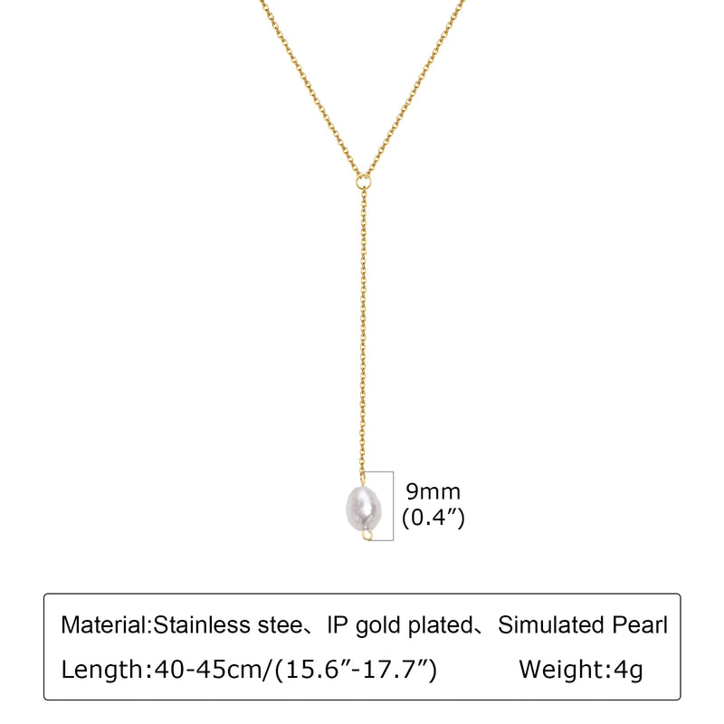 Gold Plated Lariat Necklace for Women, Double Laryered Long Chain Drop Pendant Choker Necklaces Fashion Gifts