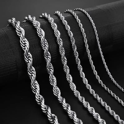 304 Stainless Steel Twist Rope Chain Necklace for Men Women PVD Gold Plated 2 3 4 5mm Width Accessories Wholesale