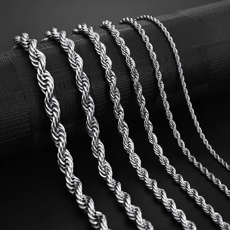 304 Stainless Steel Twist Rope Chain Necklace for Men Women PVD Gold Plated 2 3 4 5mm Width Accessories Wholesale