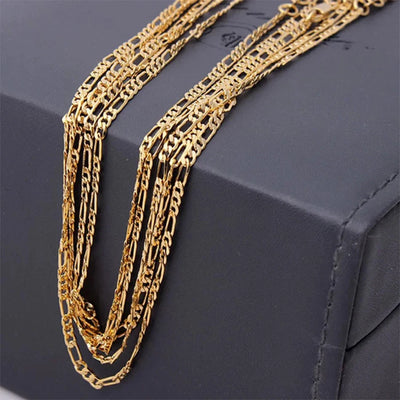 Exquisite Fashion 18K Gold Filled Necklace For Women Men Size 16-30 Inch Jewelry 4mm Figaro Chain Necklaces Wholesale