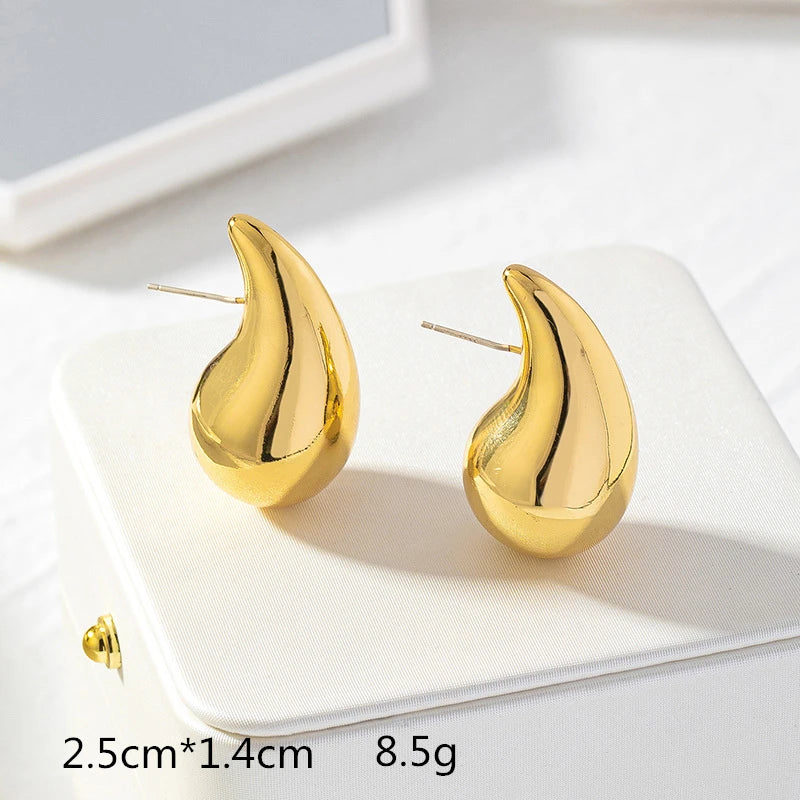 Womens Chunky Gold Hoop Earrings Oversized Teardrop Earrings Lightweight Large Hoop Girls Fashion Jewelry