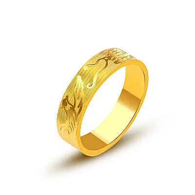 9999 real gold 24K yellow gold Ring Women and Men's Dragon and Phoenix Wedding Ring