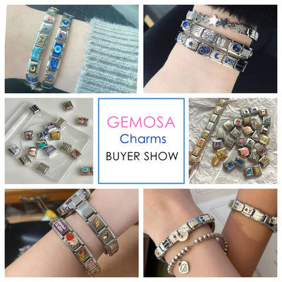 GEMOSA Fashion CRAZY BINGO COOL SEXY LUCKY Glaze Italian Charm Links Fit 9mm Bracelet Stainless Steel Making DIY Jewelry