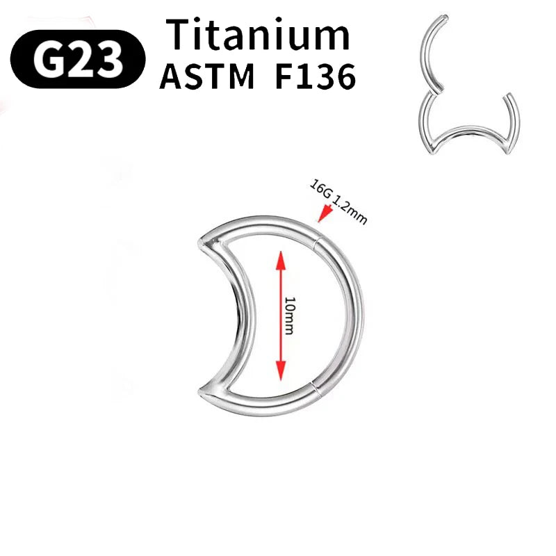 G23 Titanium Piercing Heart Nose Ring For Women ASTM F136 Lip ring16G Earrings D Shape Segment Ring Clicke Cartilage BodyJewelry