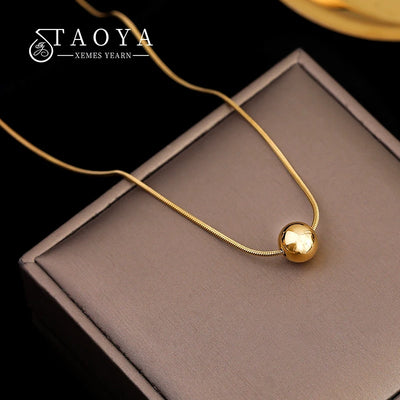 Classic Simple Ball Pendant Titanium Steel Short Necklace For Woman Korean Fashion Jewelry Girl's Accessories Clavicle Chain