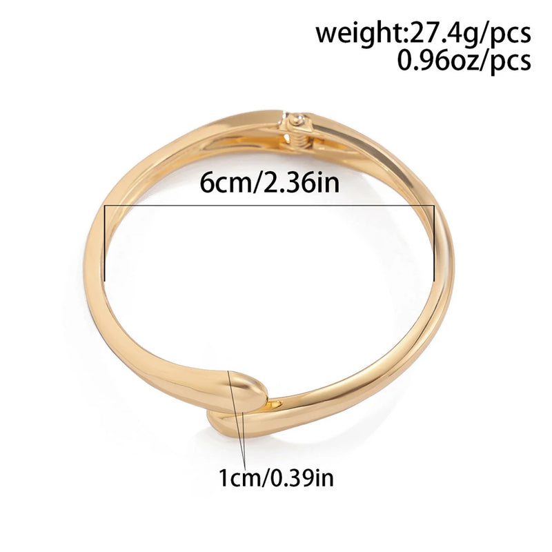 Wide Metal Bangle Ring for Women Gold and Silver Color Chunky Waterdrop Open Wrist Cuff Thick Irregular Twisted Bracelet Jewelry