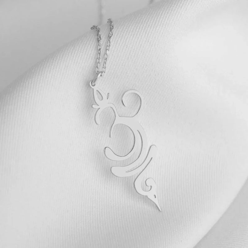 Fashion OM Buddhism Pendant Ohm Necklace for Women Stainless Steel Mala Indian Yoga Chakra Breathe Meditation Amulet Jewelry