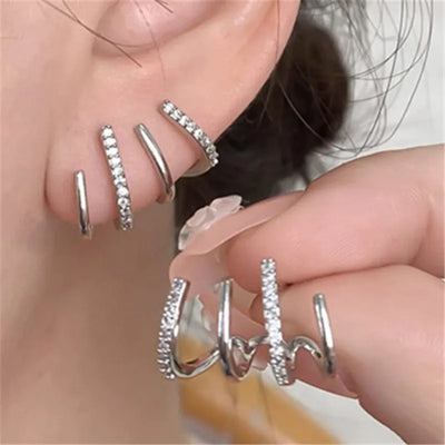 Fashion Punk Irregular Liquid Earrings Hip-Hop Personality Metal Hollow Earrings Clip Girls Party Jewelry Gifts Y2K Accessories