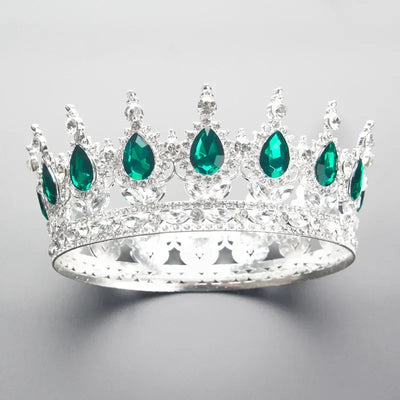 Baroque Round Wedding Crown Bridal Pageant Rhinestone Crystal Tiaras Crown Molding Headpieces For Queens and King