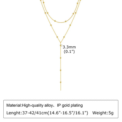 Gold Plated Lariat Necklace for Women, Double Laryered Long Chain Drop Pendant Choker Necklaces Fashion Gifts