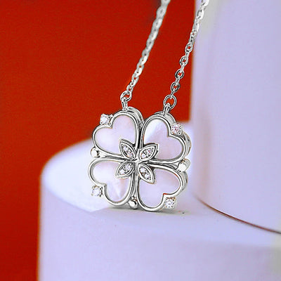 316L Stainless Steel Love Magnetic Pendant Necklace for Women Clover Necklace Heart Shaped Clover Necklace Pendant Jewelry Gift