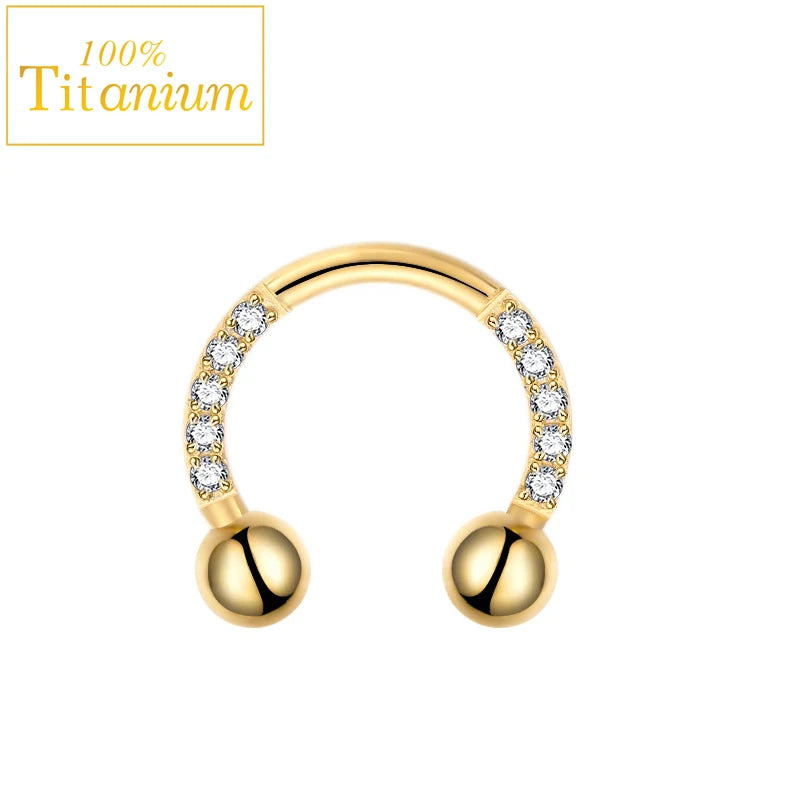 G23 Titanium Nose Rings Hinged Septum Clicker Segment Ear Tragus Cartilage Helix Daith Lip Body Piercing Jewelry Golden Earrings