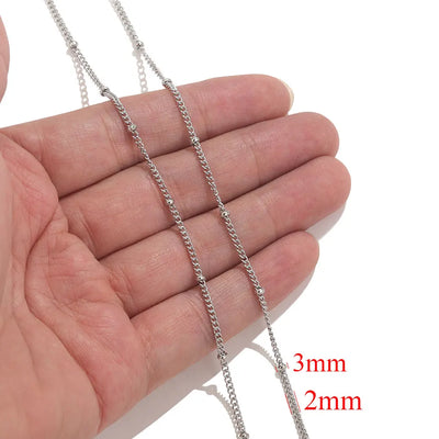 2meters Lips Beads Chain Stainless Steel Cable Chains For Jewelry Making DIY Necklace Bracelet Accessories Gold Chain Findings