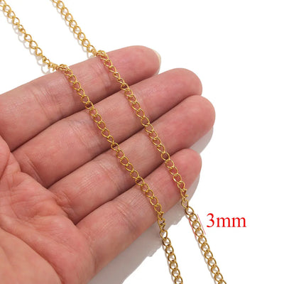 2meters Lips Beads Chain Stainless Steel Cable Chains For Jewelry Making DIY Necklace Bracelet Accessories Gold Chain Findings