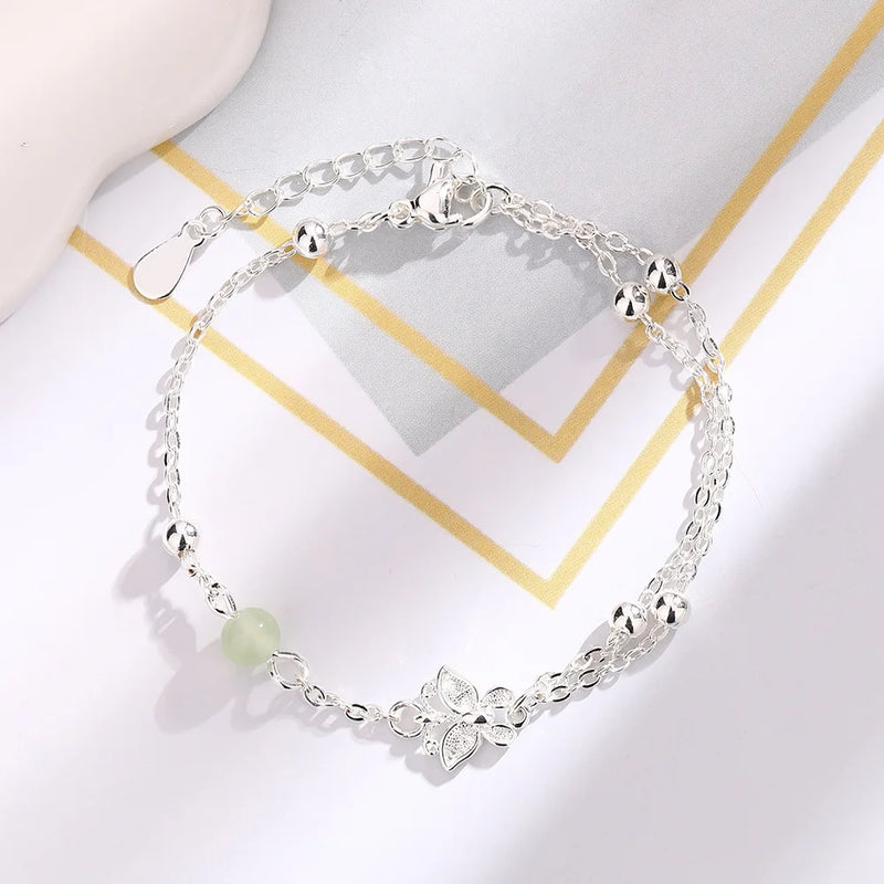 VENTFILLE 925 Sterling Silver Zircon Love Heart Bracelet For Women Bowknot Stars Bead Snake Bone Chain Jewelry Gift Dropship