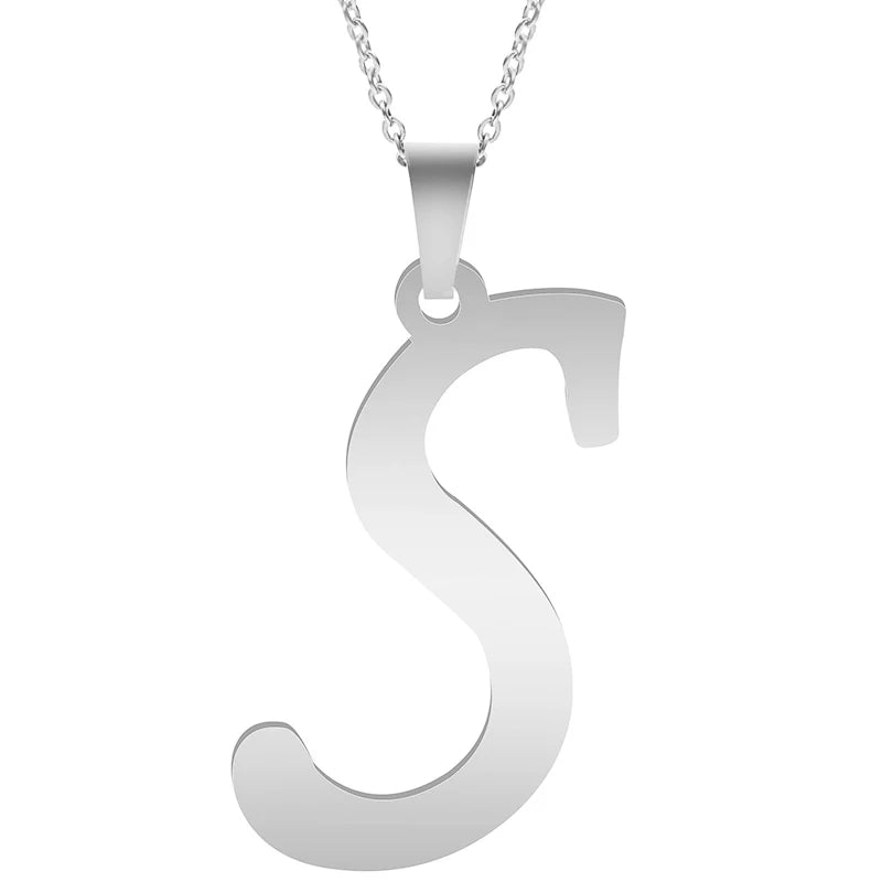 Fashion Letters A-Z Necklace for Women Men Stainless Steel High Quality English Alphabe Necklace A B C D E FGHIJKLMNOPQRSTUVWXYZ