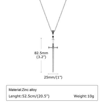 Vnox Mens Punk Rock Sword Cross Pendant Necklaces, Retro Gothic Long Dagger Knife Necklace Hip Hop Jewelry for Women Teens