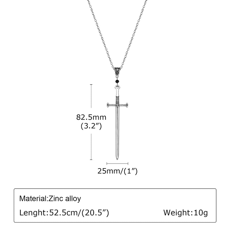 Vnox Mens Punk Rock Sword Cross Pendant Necklaces, Retro Gothic Long Dagger Knife Necklace Hip Hop Jewelry for Women Teens