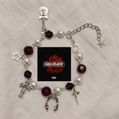 Chase Atlantic themed charm bracelet，Y2K handmade jewelry, a gift for her