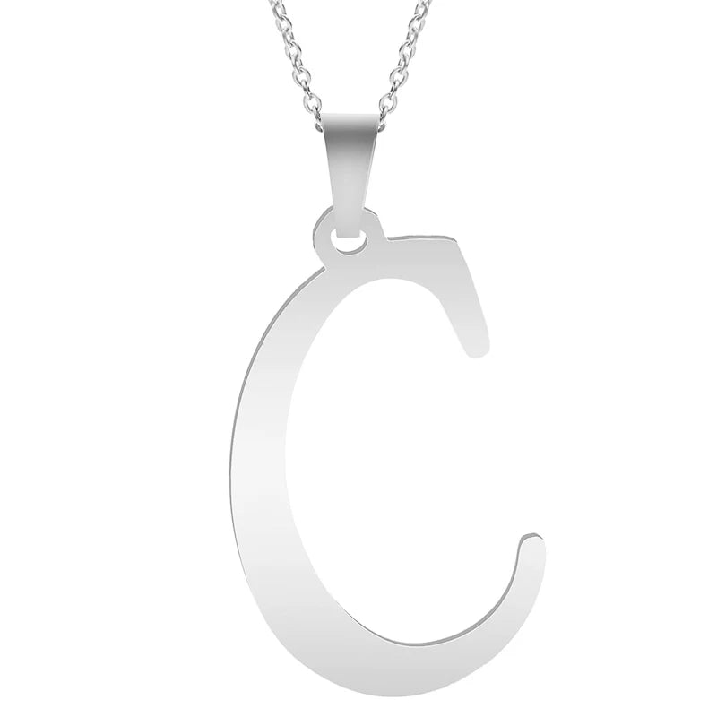 Fashion Letters A-Z Necklace for Women Men Stainless Steel High Quality English Alphabe Necklace A B C D E FGHIJKLMNOPQRSTUVWXYZ