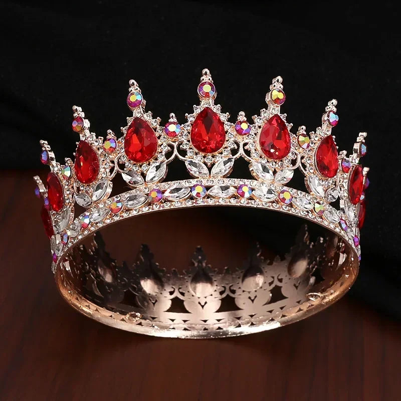 Baroque Round Wedding Crown Bridal Pageant Rhinestone Crystal Tiaras Crown Molding Headpieces For Queens and King