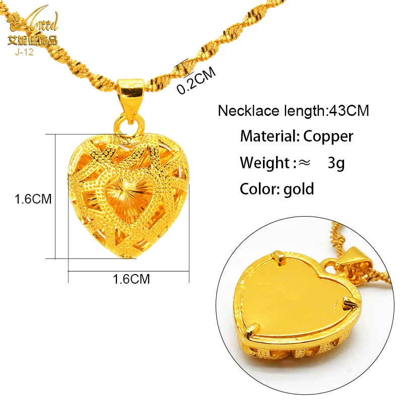 ANIID Dubai Golden Necklace Nigerian Bridal Wedding Fashion Hollow Flower Chain Pendant Indian Arab Kids Jewellery For Girls