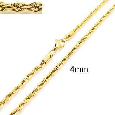 304 Stainless Steel Twist Rope Chain Necklace for Men Women PVD Gold Plated 2 3 4 5mm Width Accessories Wholesale