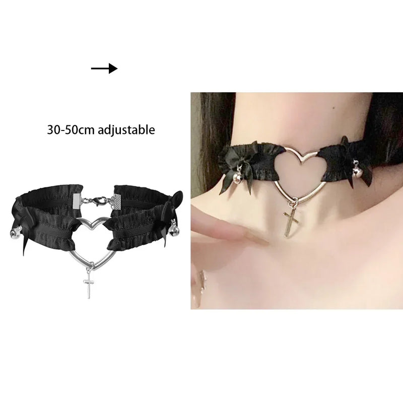 Sexy Trendy Vintage Charm Round Gothic Collar Necklaces Jewelry Gift Gothic Leather Heart Harajuku Women Punk Choker Necklace